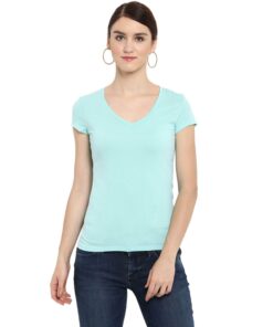 Normal Cotton V-Neck T-Shirt