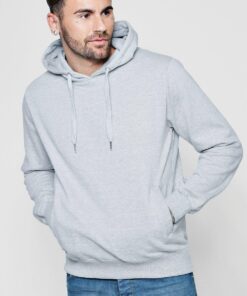 Men's Melange Grey Hoodie With Side Pockets